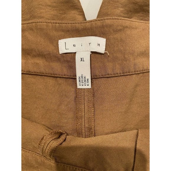 Leith brown pants with pockets belted  zipper side close women's size XL - Picture 3 of 11